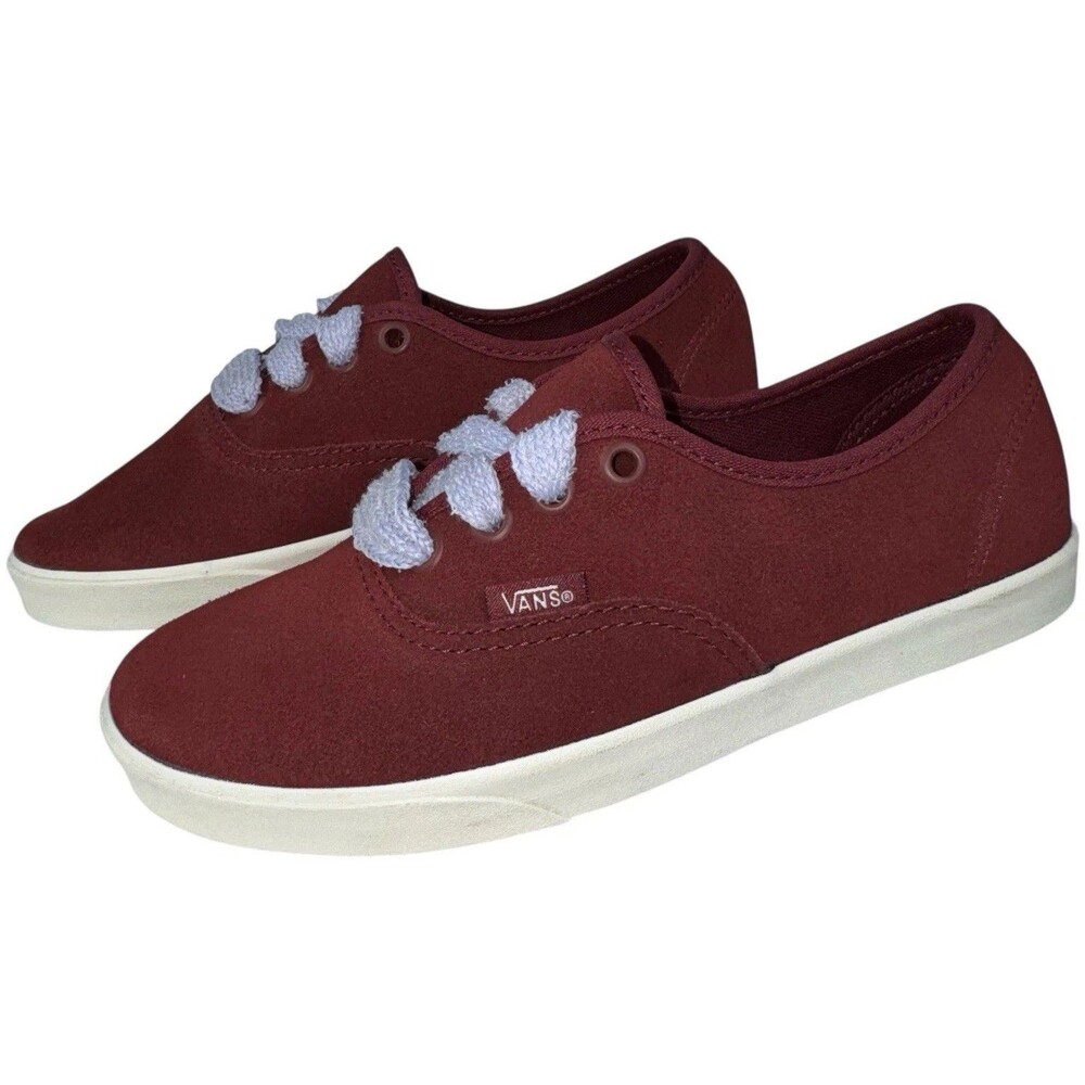 Vans Womens Size 6 Sneakers Shoes Low Pro Fat Laces Suede Maroon Red New